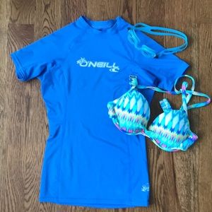 O’Neill swim shirt blue skins UPF 50+ blue xs